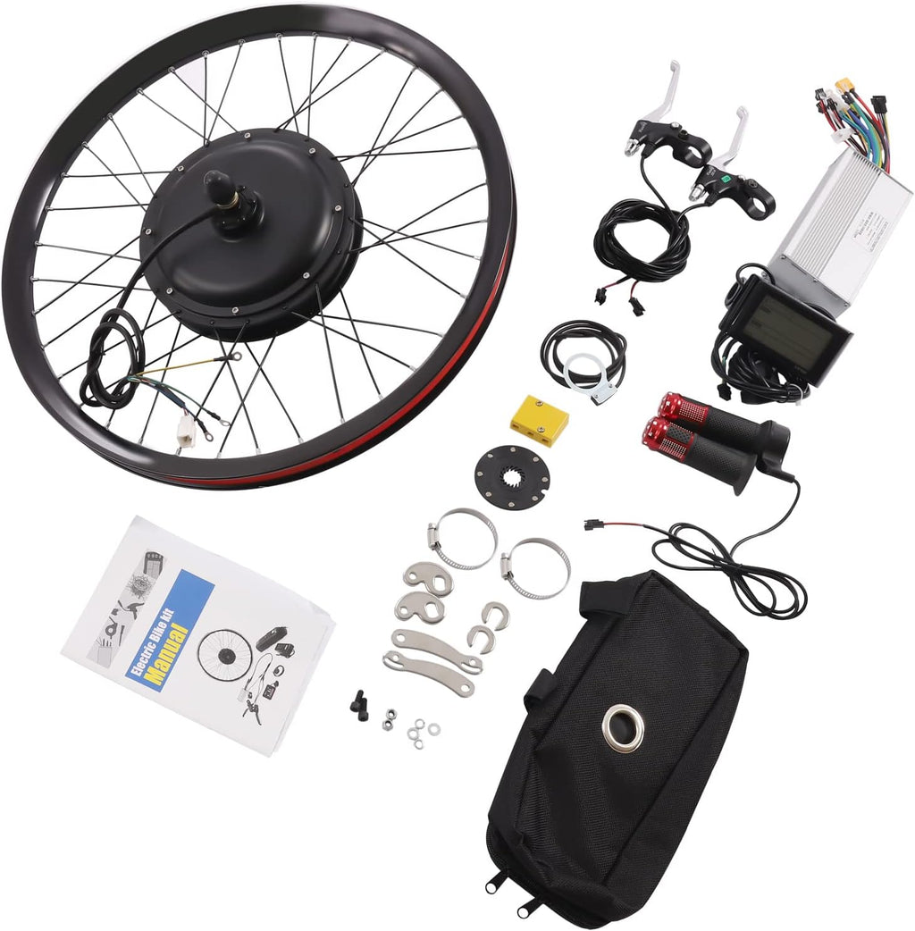 Electric Bicycle Wheel Kit Front/Rear Wheel Hub Motor Electric Bike Conversion Kit with LCD Display L58355