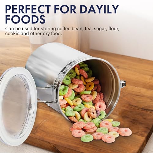 165oz Stainless Steel Airtight Canister with Clear Lid and Locking Clamp J41537