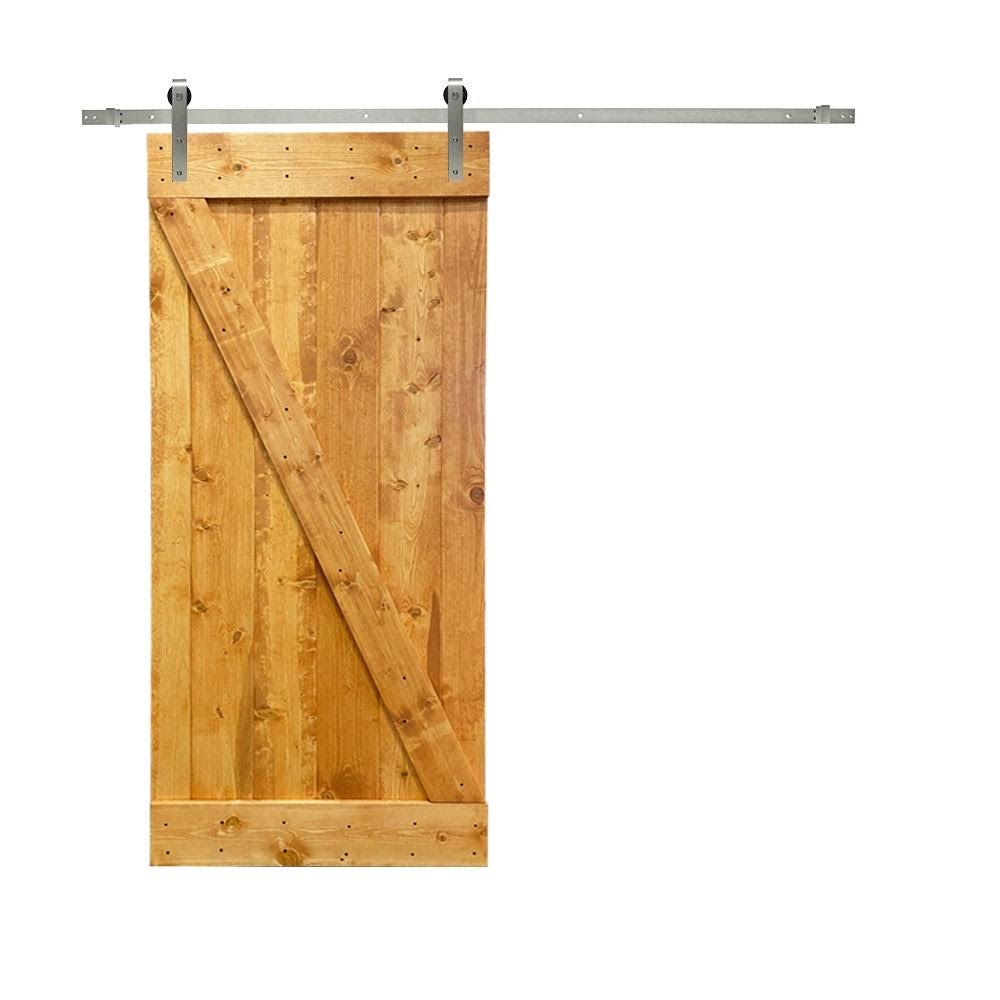White Stained Wood Interior Sliding Barn Door with Hardware Kit I5014