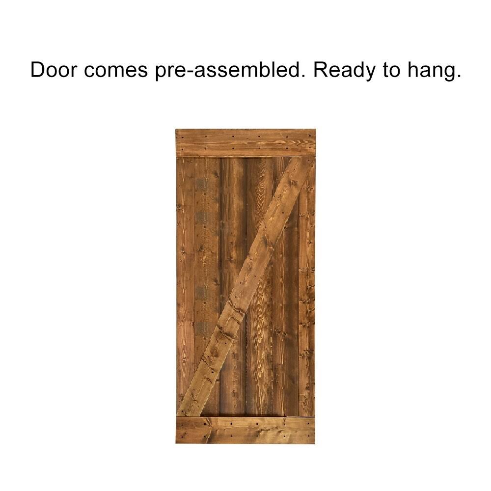 White Stained Wood Interior Sliding Barn Door with Hardware Kit I5014