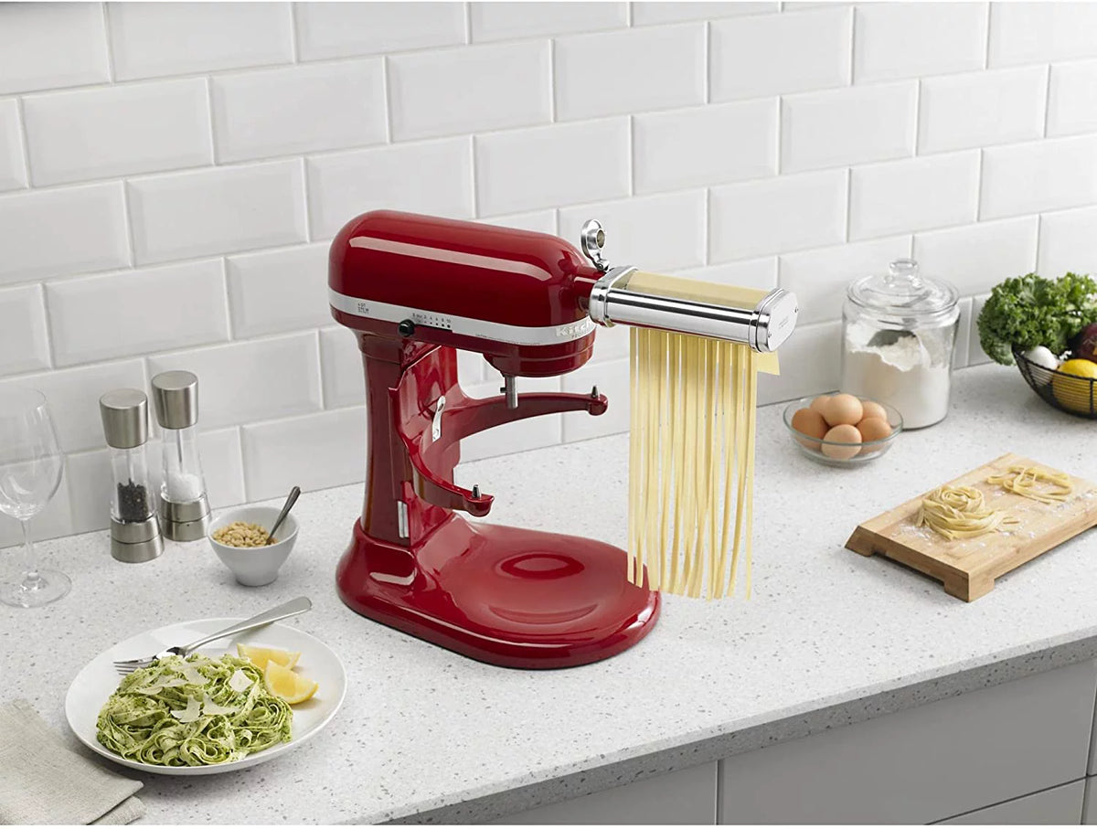 White Pasta Press Attachment with 6 Interchangeable Pasta Plates P9146
