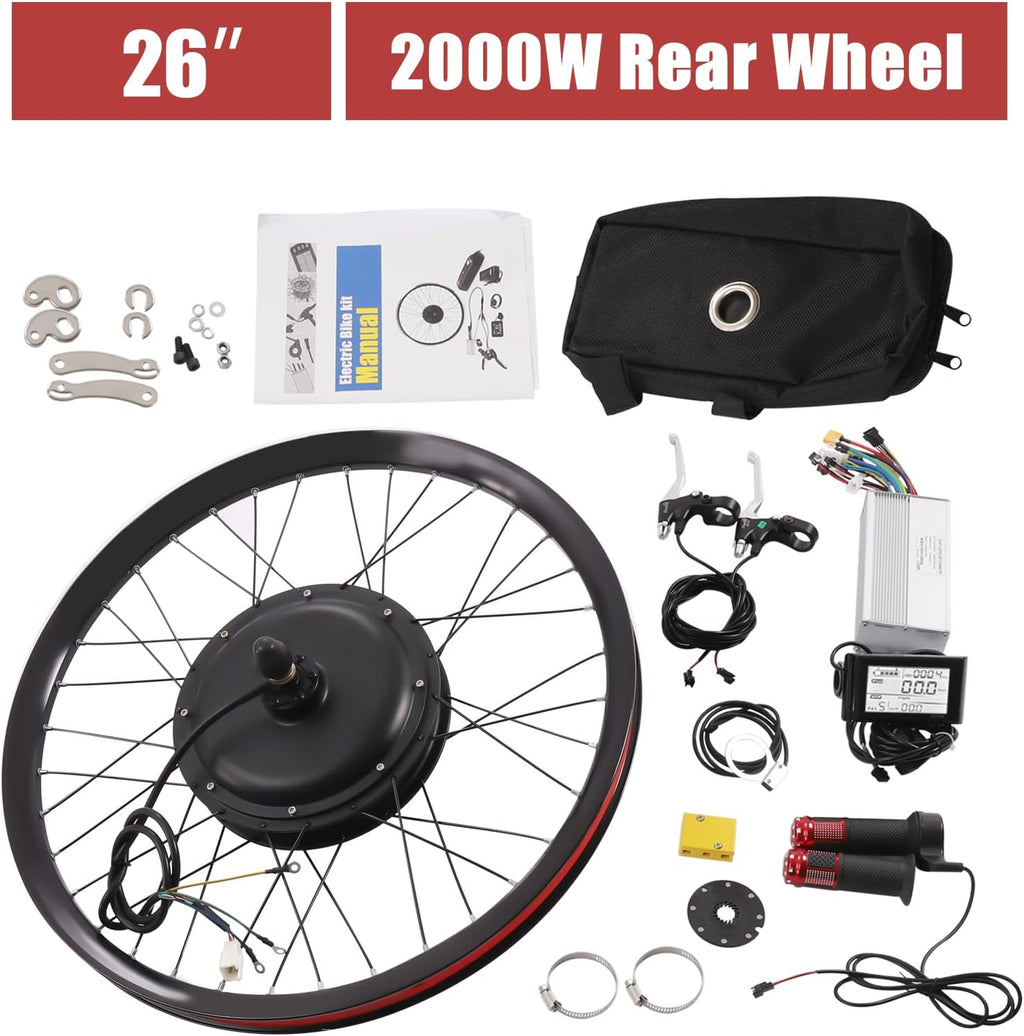 Electric Bicycle Wheel Kit Front/Rear Wheel Hub Motor Electric Bike Conversion Kit with LCD Display L58355