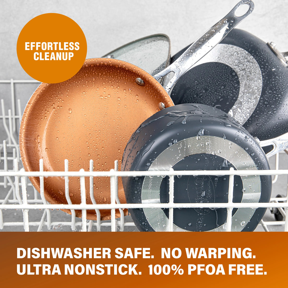 6 Quart Nonstick Copper Casserole Chef’s Pan & Stock Pot 4 Piece Set with Frying Basket and Steamer Tray Q458211