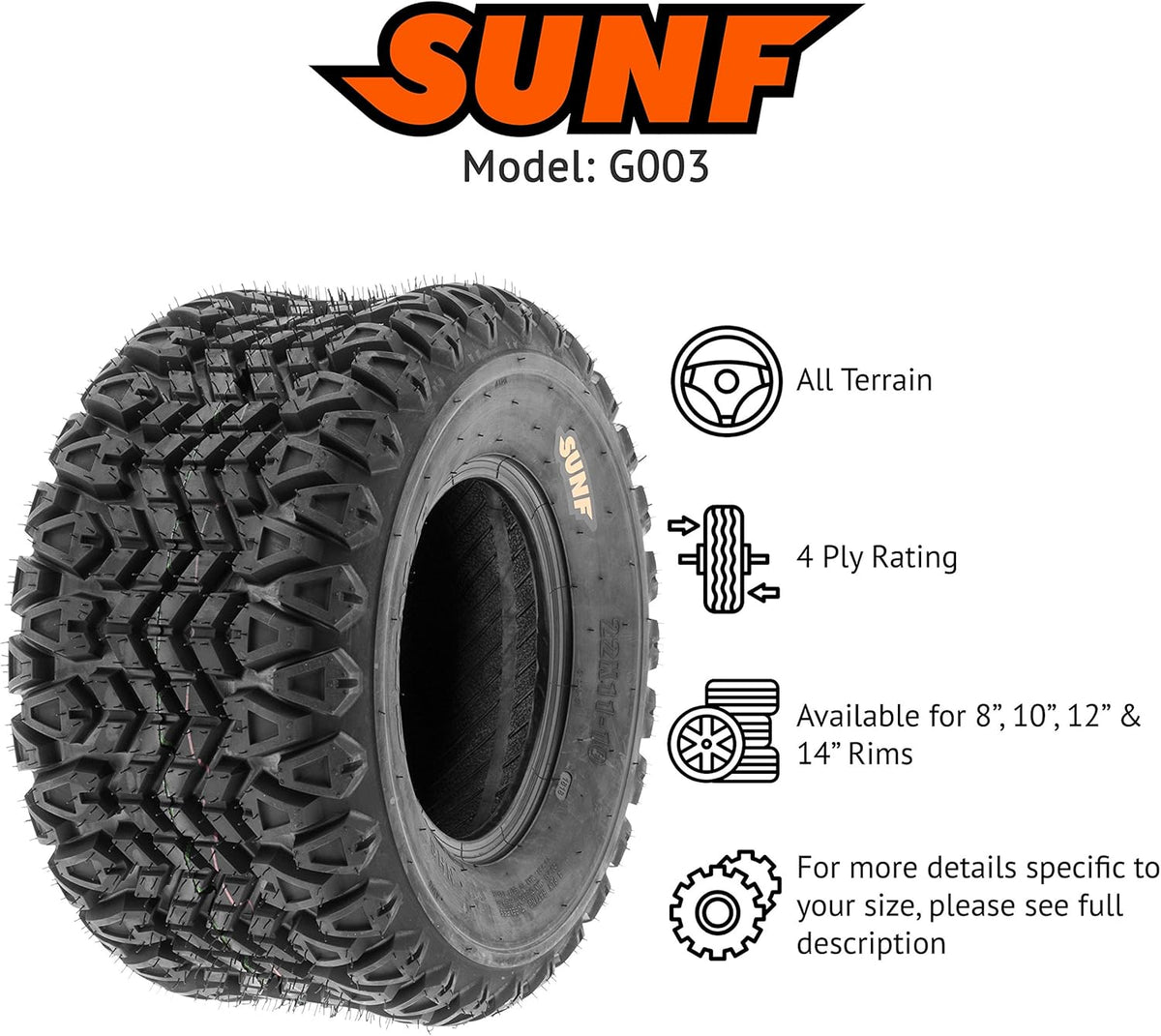 Set of 2 20x10-8 ATV UTV Tires 4 Ply H7382