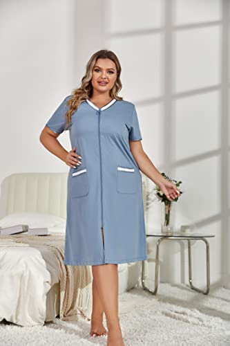 Plus Size Zip Robe Loungewear Bathrobe T69649