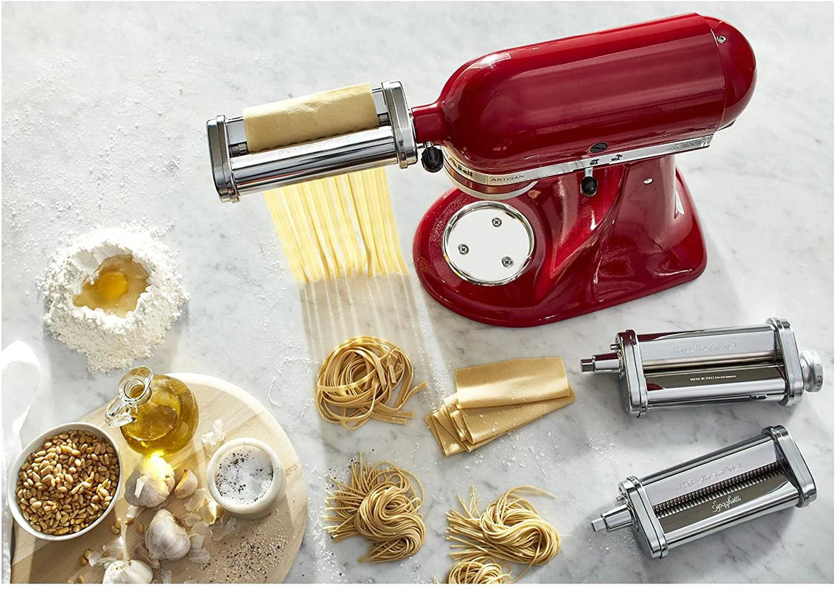 White Pasta Press Attachment with 6 Interchangeable Pasta Plates P9146