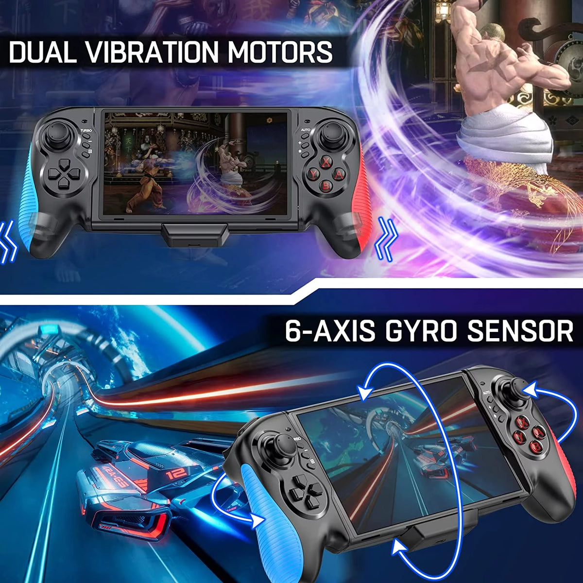 One-Piece Joypad Controller with Adjustable TURBO and Dual Motor Vibration O81006