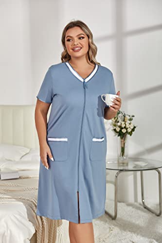 Plus Size Zip Robe Loungewear Bathrobe T69649
