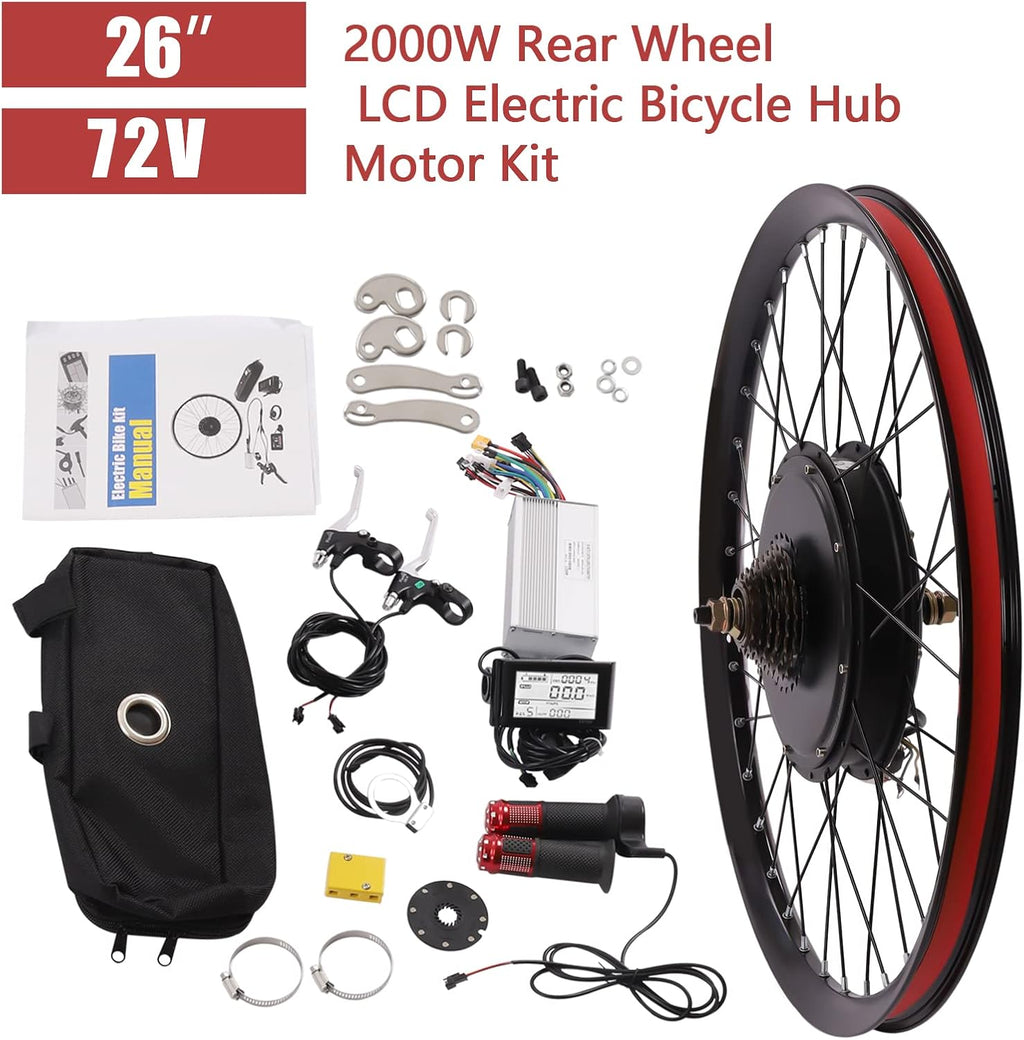 Electric Bicycle Wheel Kit Front/Rear Wheel Hub Motor Electric Bike Conversion Kit with LCD Display L58355