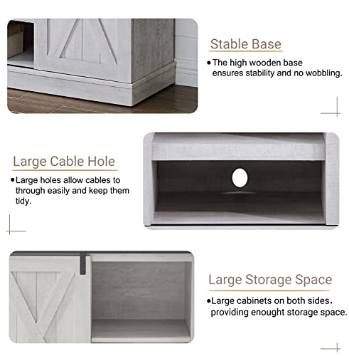Rustic Oak Wood TV Stand with Sliding Barn Door B863805