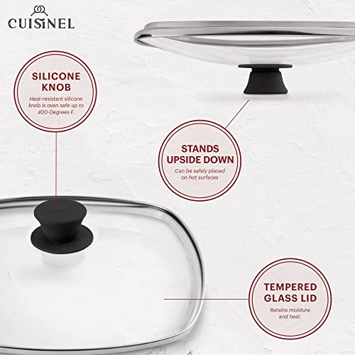 10.5" Pre-Seasoned Cast Iron Square Grill Pan with Glass Lid Y53356
