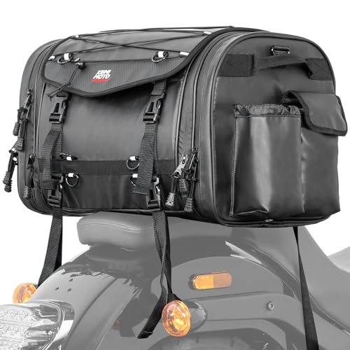 60L Expandable Waterproof Motorcycle Tail Bag with Rain Cover B229750