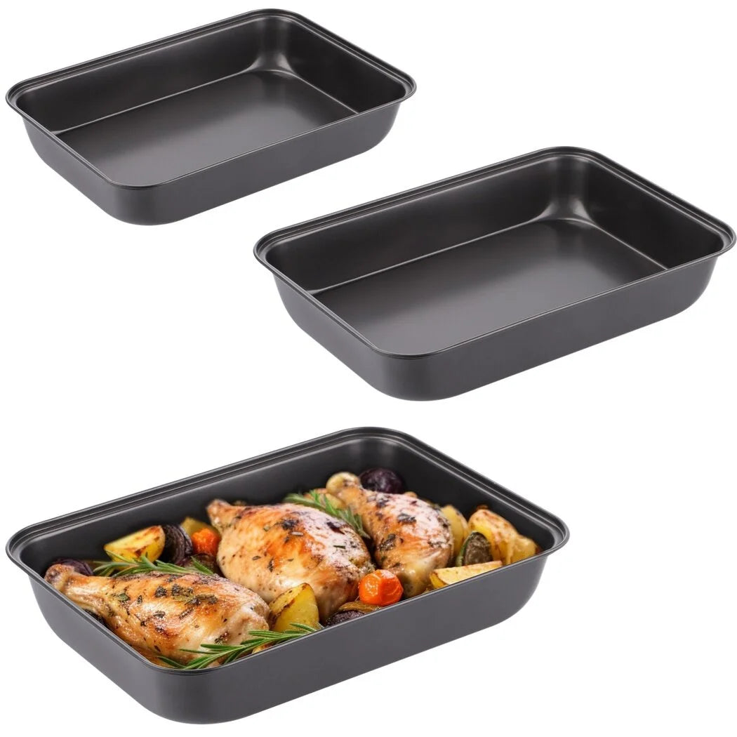 3 PCS Non-Stick Carbon Steel Baking Trays Set O6739
