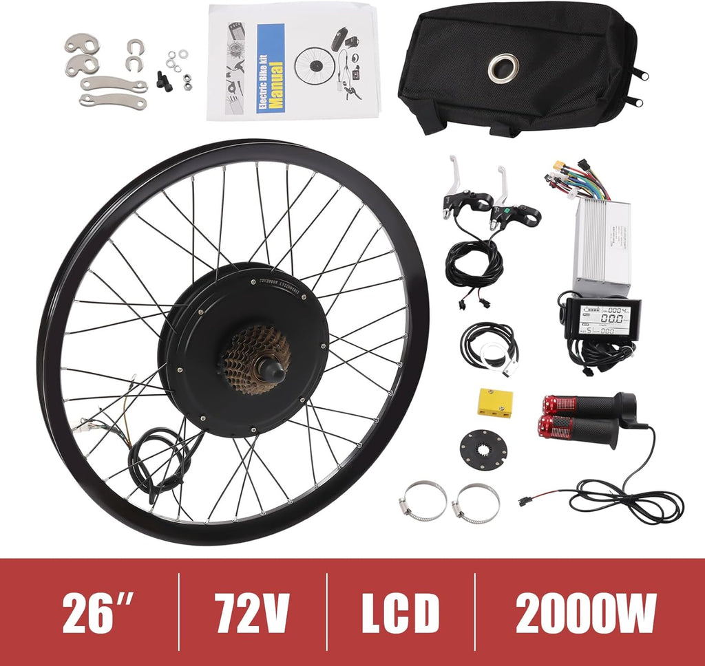 Electric Bicycle Wheel Kit Front/Rear Wheel Hub Motor Electric Bike Conversion Kit with LCD Display L58355