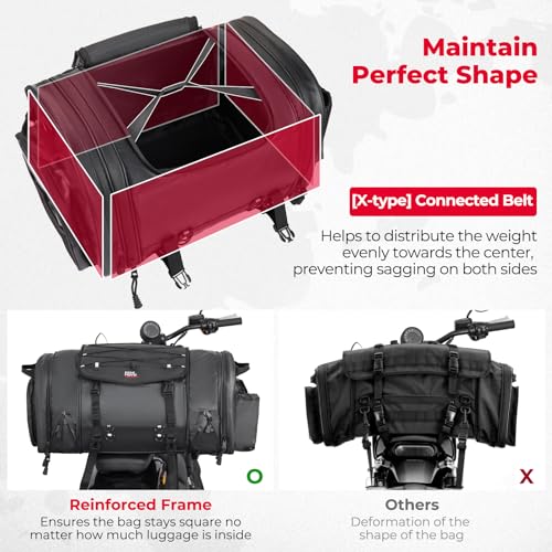 60L Expandable Waterproof Motorcycle Tail Bag with Rain Cover B229750