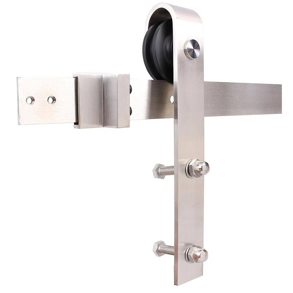 White Stained Wood Interior Sliding Barn Door with Hardware Kit I5014