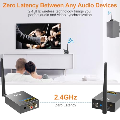 2.4Ghz Wireless Audio Transmitter Receiver with RCA Out/Input T4460