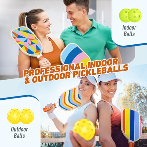 Set of 4 Wood Pickleball Paddles with Carry Bag U215852