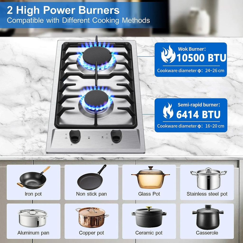 2-Burner 12 inch Stainless Steel Gas Cooktop X272