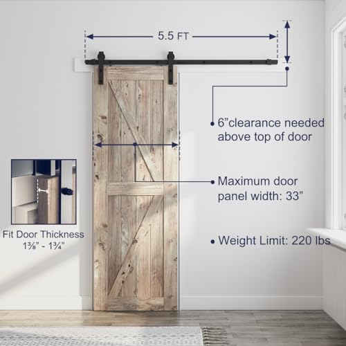 6.8FT Sliding Barn Door Hardware Kit G49553