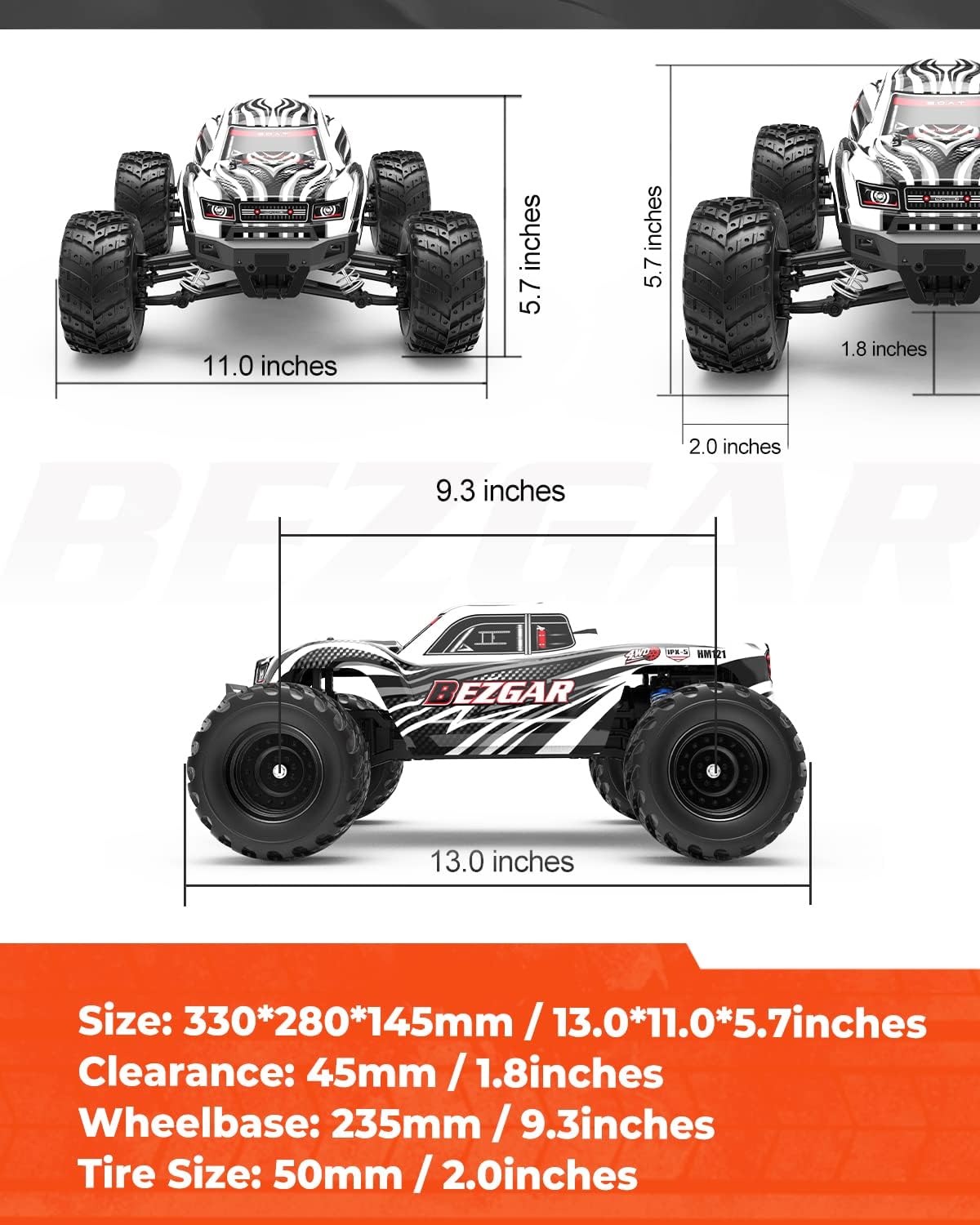 1:12 Scale 4x4 Remote Control Truck with 2 Rechargeable Batteries Z3219