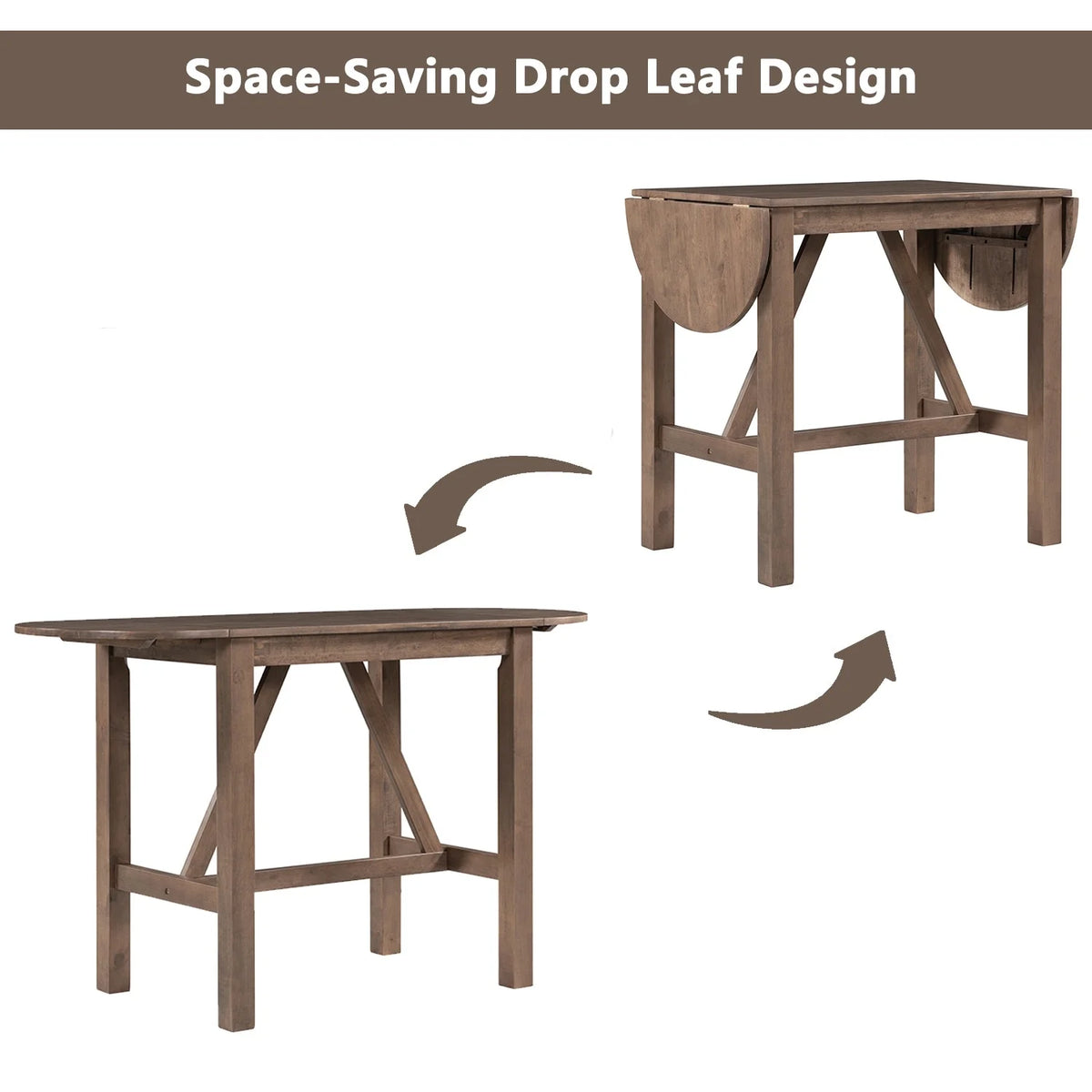 Wood Counter Height Dining Set with Drop Leaf N224864