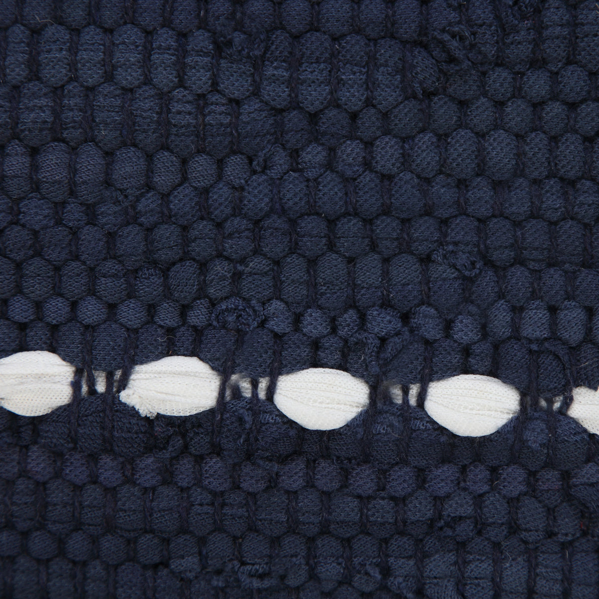 Navy Blue White Striped Jute Lumbar Throw Pillow Y74611