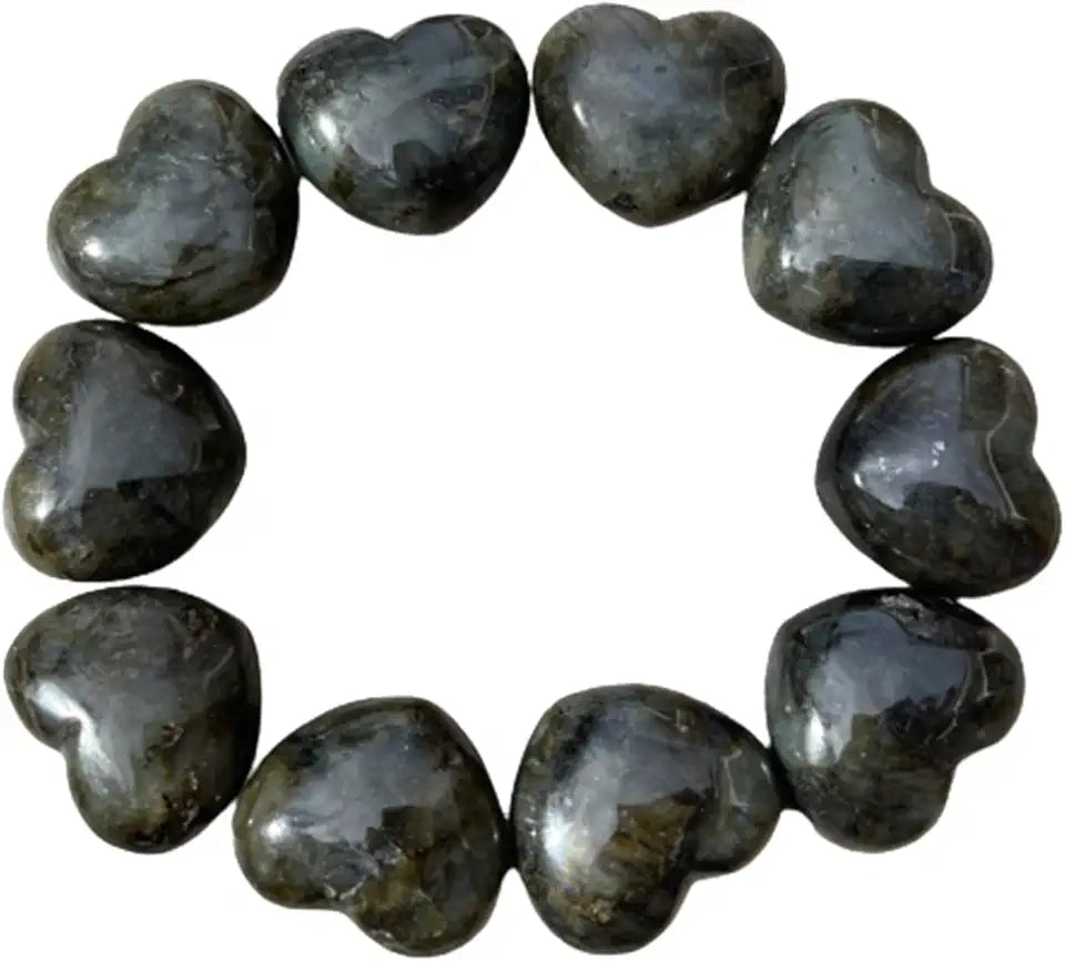 Polished Labradorite Crystal Hearts V750763