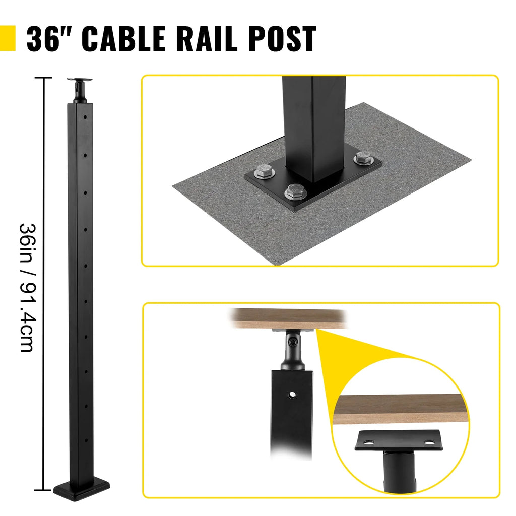 Cable Railing Post 36" Stainless Steel Black B83350
