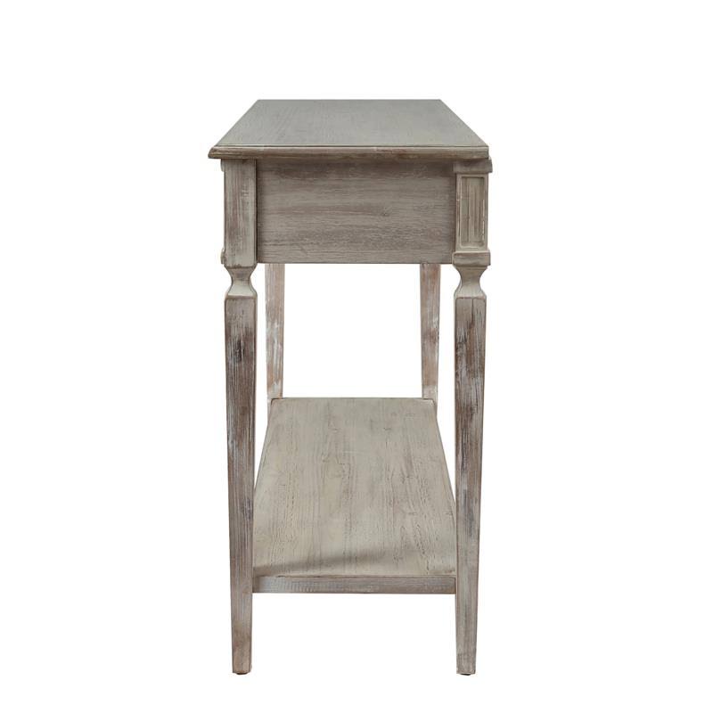 White Washed Wood Three Drawer Console Table B385490