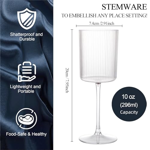 24 Pack 6oz Clear Ribbed Plastic Champagne Flutes M74598