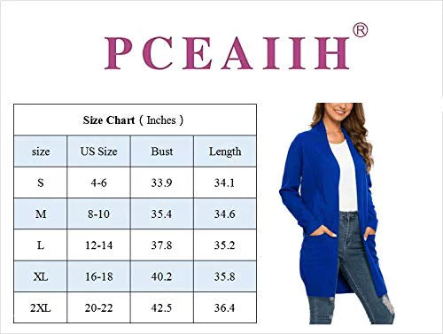 Solid Open Front Long Knit Cardigan Sweater D744562