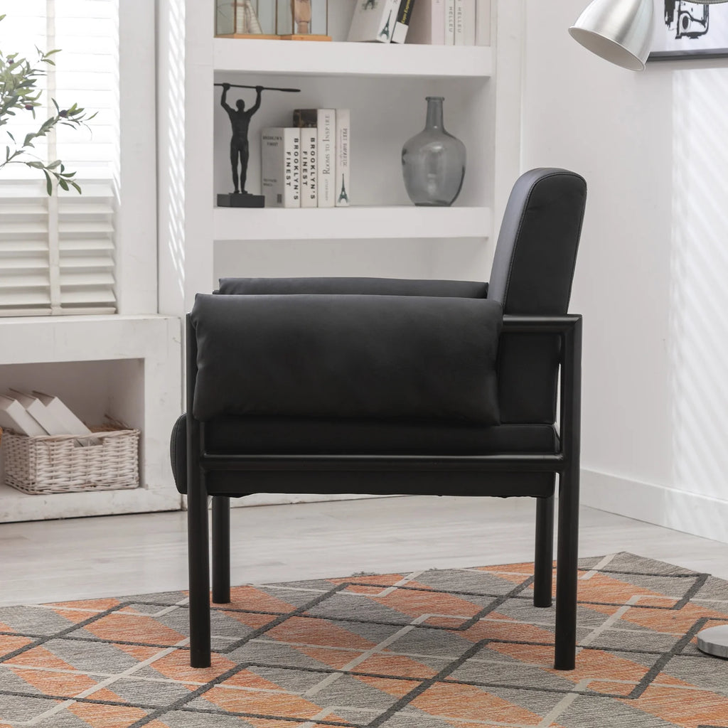 Black PU Leather Chair with Extended Arms and Backrest I872