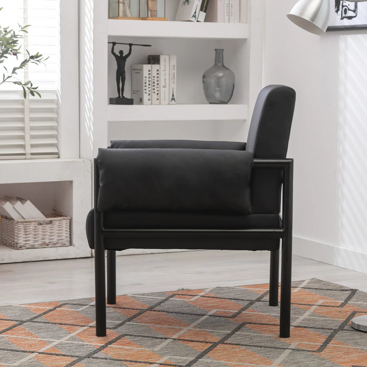 Black PU Leather Chair with Extended Arms and Backrest I872