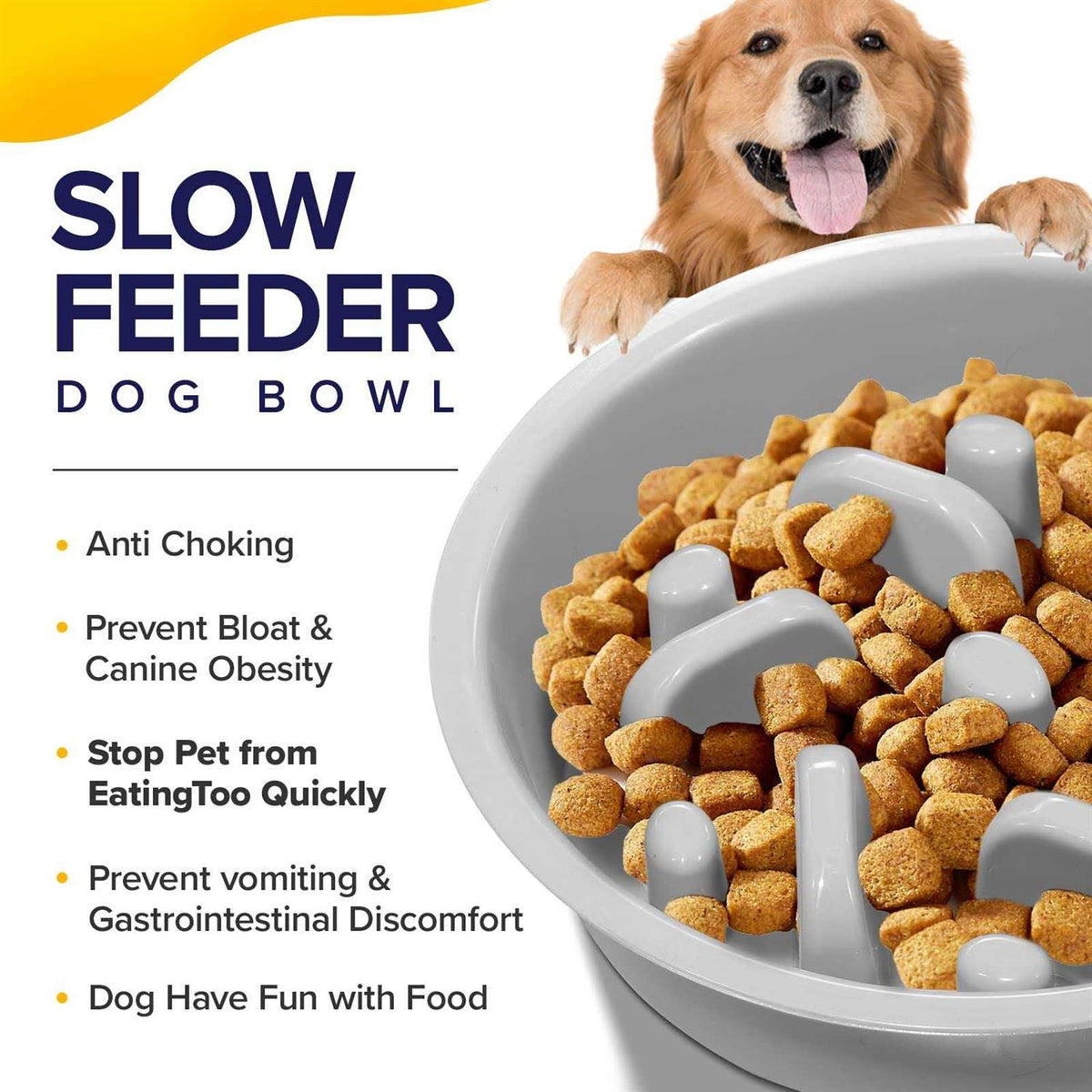 Metal Elevated Dog Bowls with Slow Feeder and Stainless Steel Bowls C932804