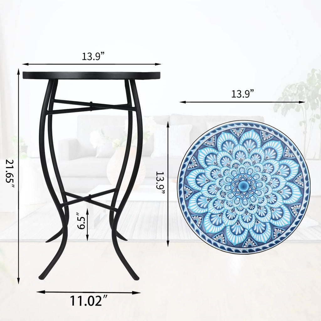 Outdoor Mosaic Glass Metal Side Table A2954
