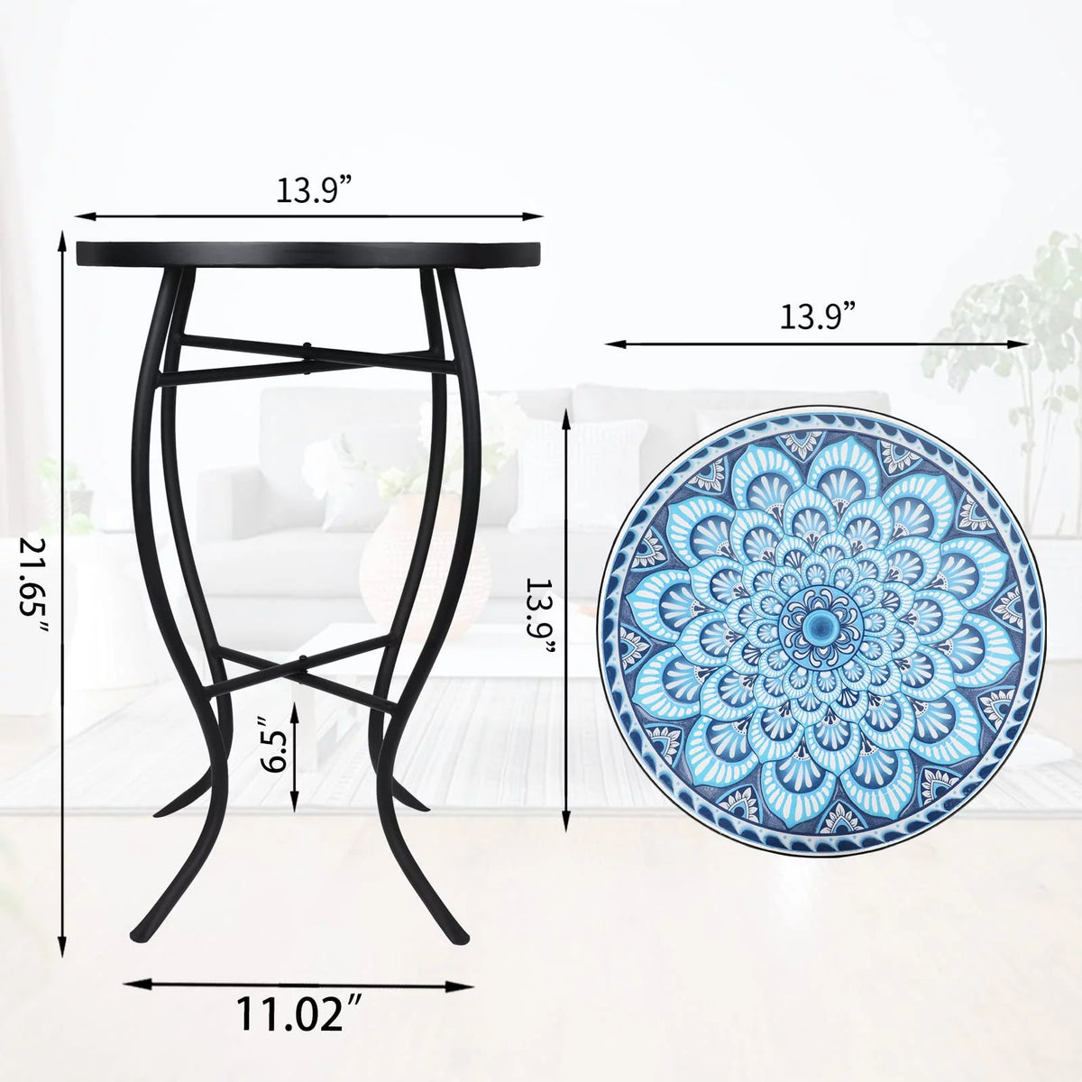 Outdoor Mosaic Glass Metal Side Table A2954