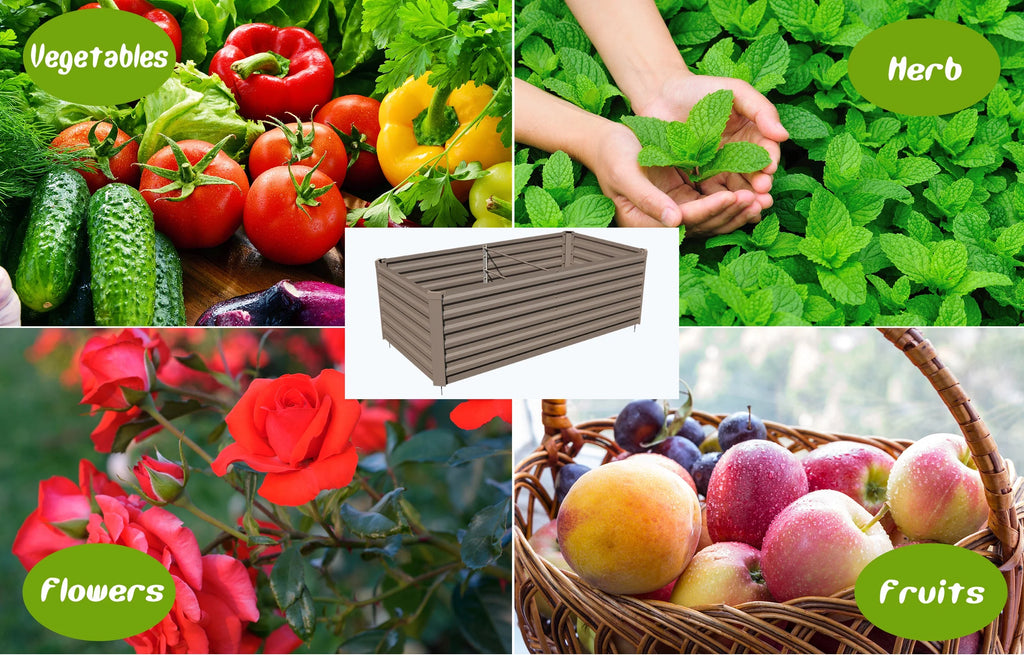 Galvanized Steel Raised Garden Bed 6x3x2 ft Brown K64345