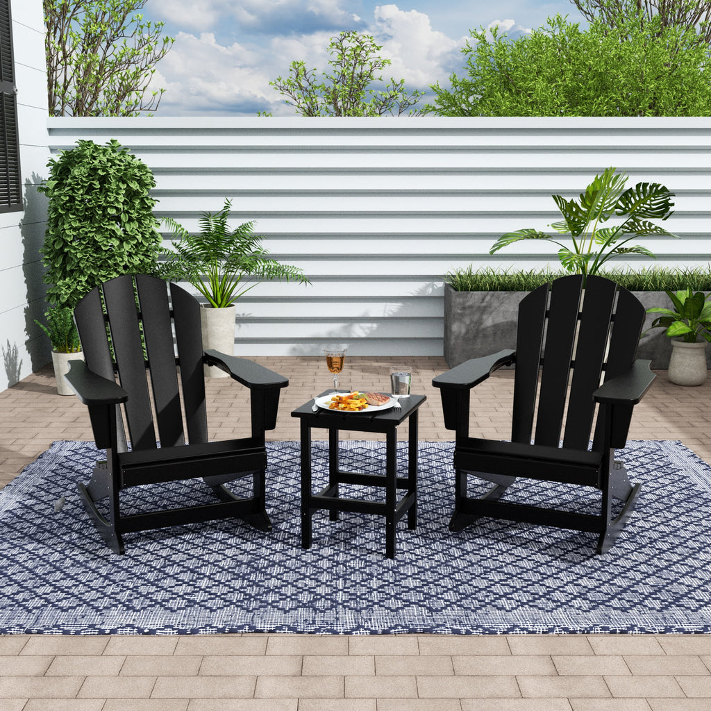 Black 2 Piece Outdoor Rocking Chair Set with Side Table S344094