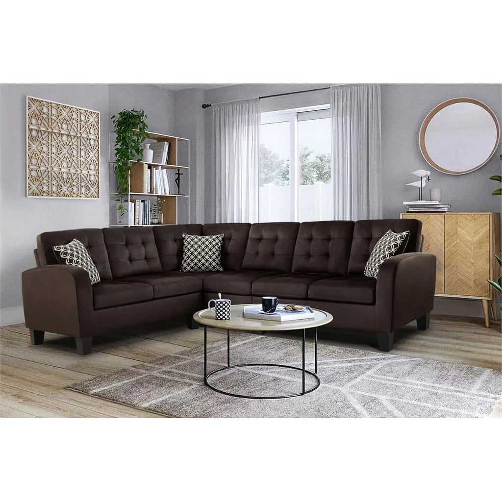 Upholstered Reversible Sectional Sofa in Chocolate J8294