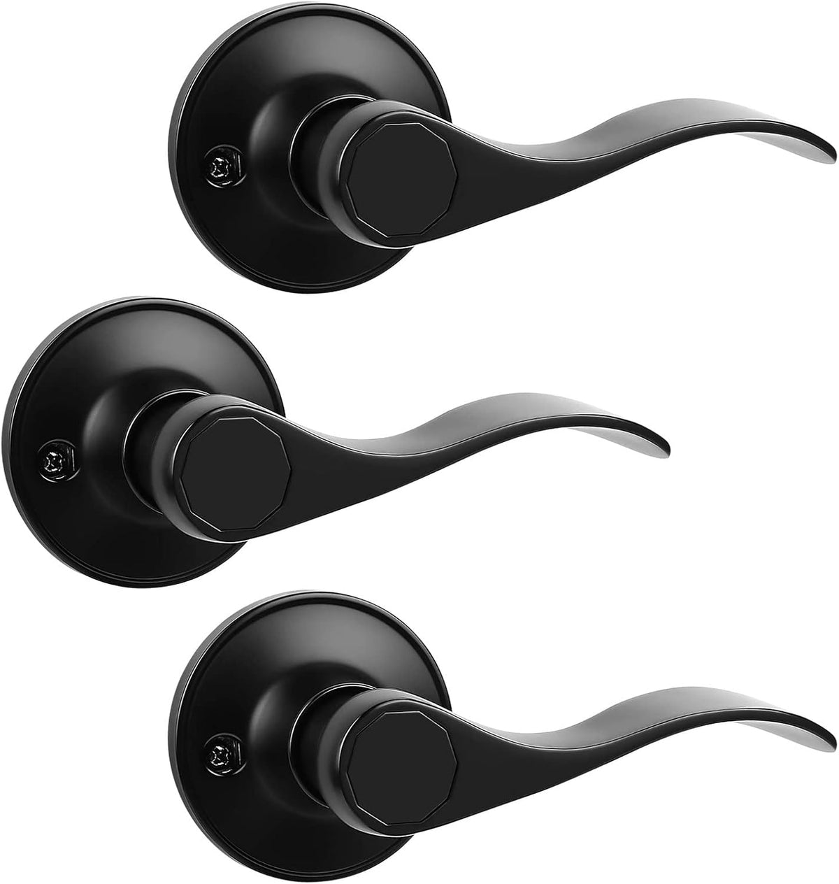 6 Pack Non-Locking Black Door Lever Set J81870