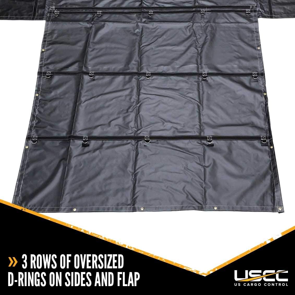 Lightweight Lumber Tarp 24 Feet x 18 Feet with 8 Foot Drop and Flap 14 Ounce Black Tarp Z8114