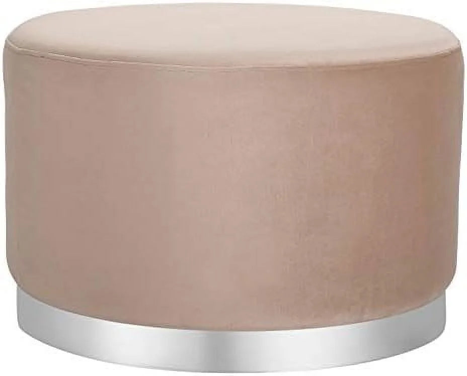 Round Grey Velvet Ottoman Foot Stool Z137452