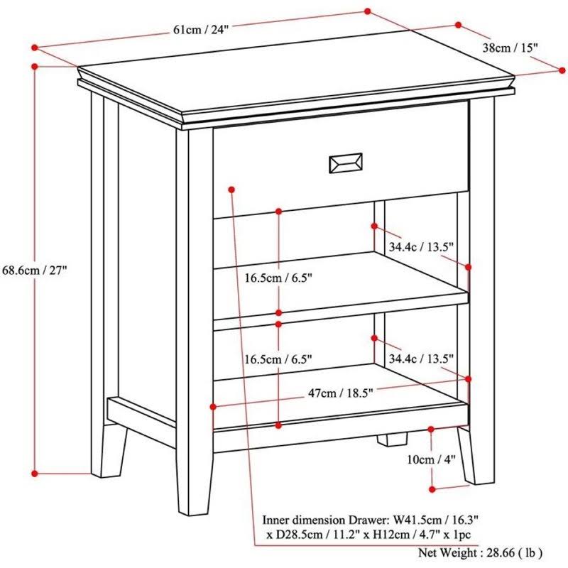 White Solid Wood Bedside Table Q981313