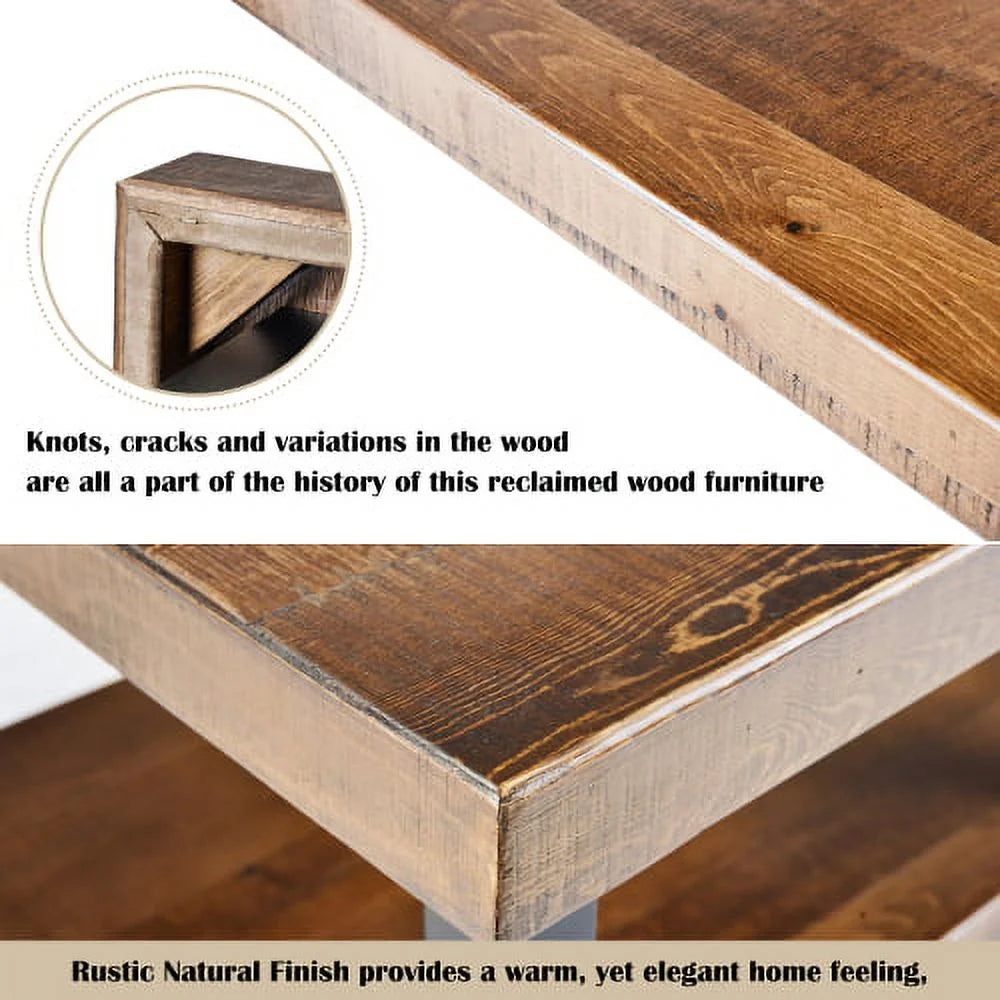Rustic Natural Coffee Table with Storage Shelf I585