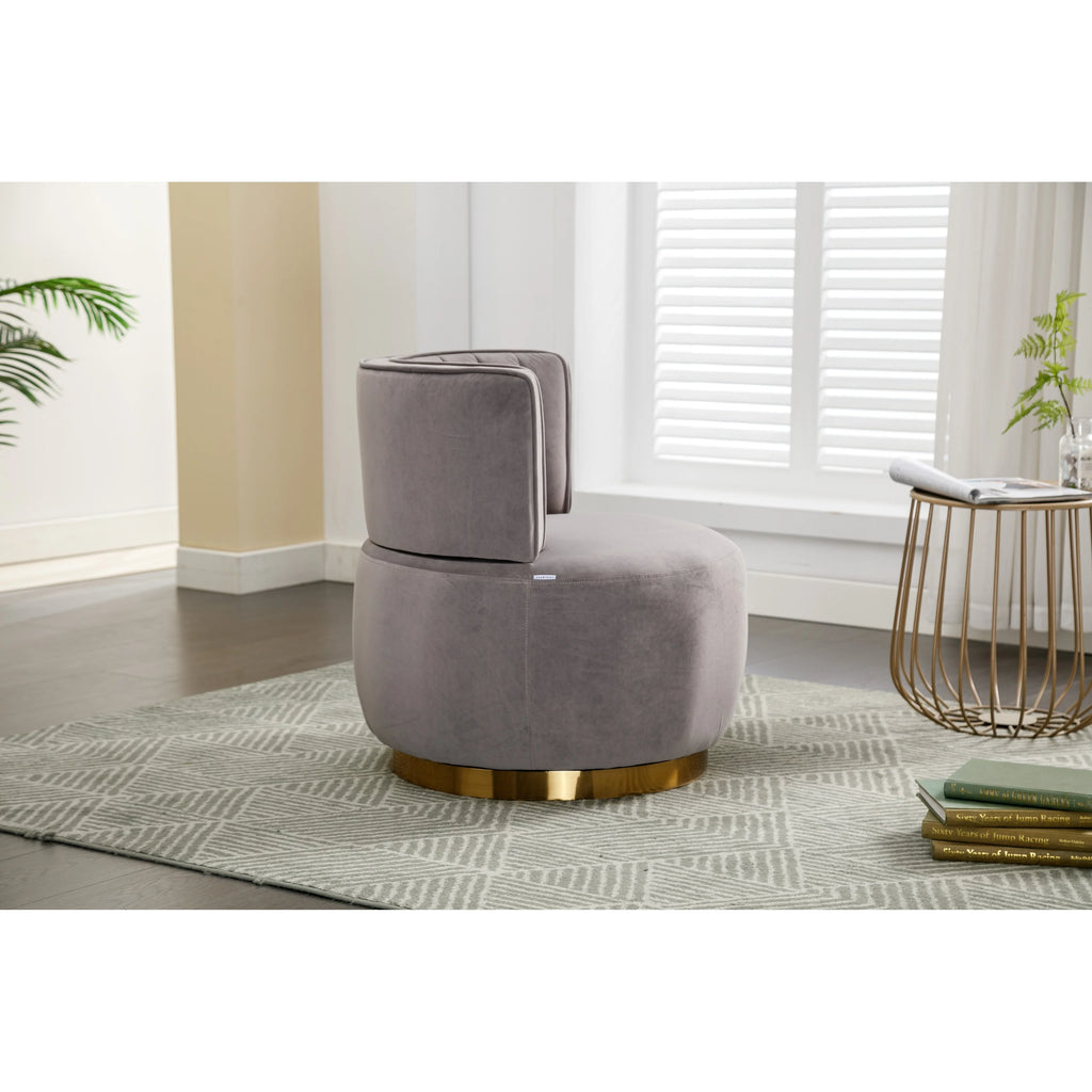 Gray Velvet Round Barrel Accent Chair W188846
