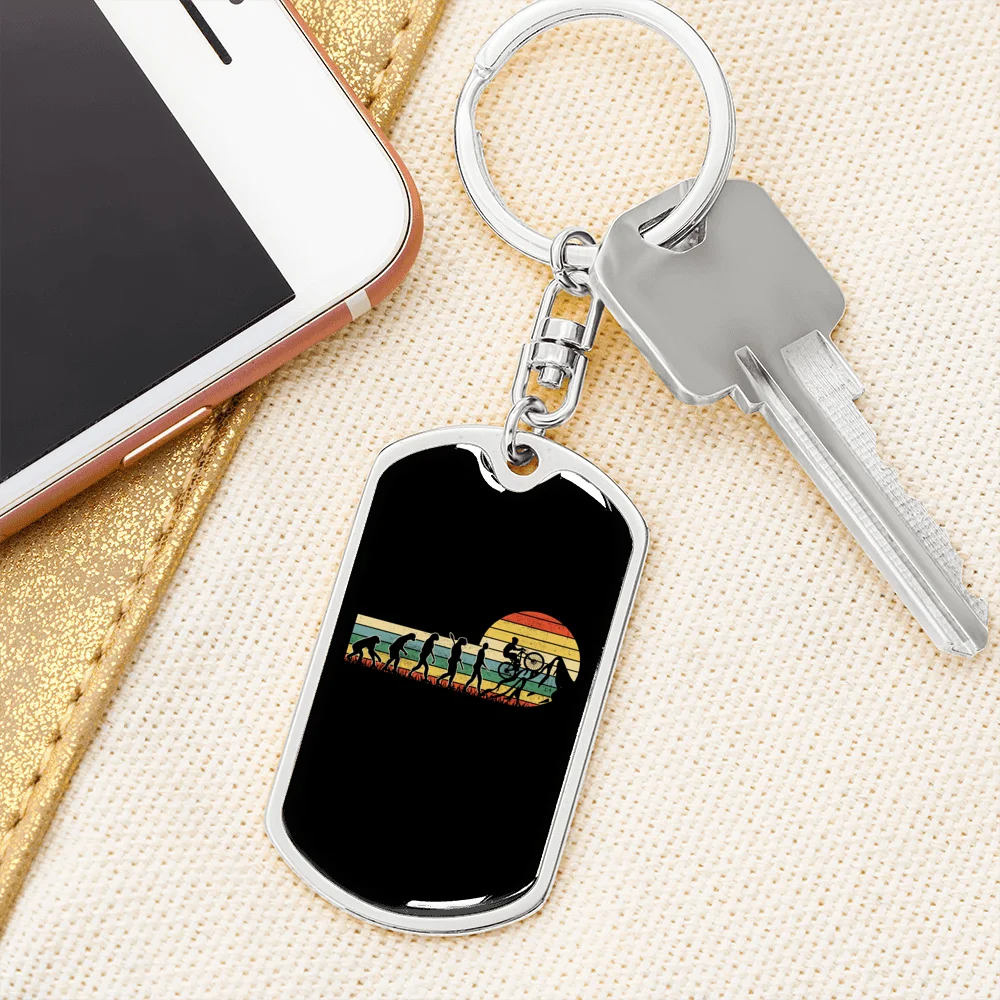 Stainless Steel or 18k Gold Swivel Dog Tag Keychain N727073