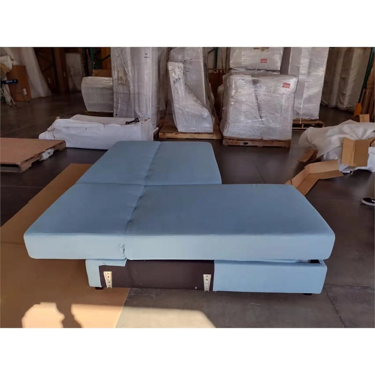 Light Blue Velvet Left Facing Chaise Sectional D1059