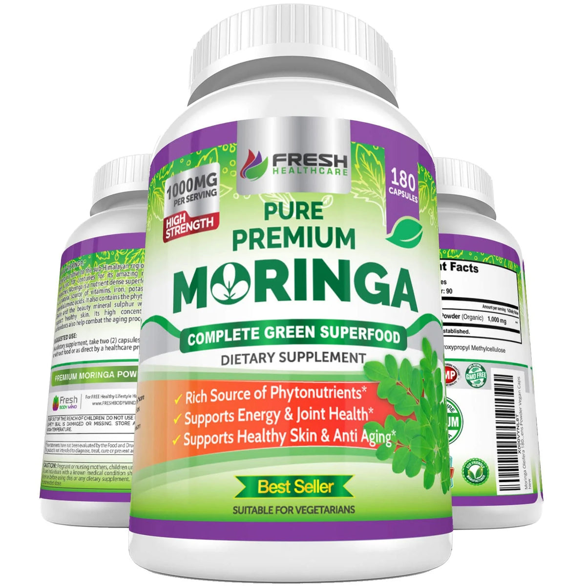 180 Capsules Moringa Oleifera Leaf Powder F306095