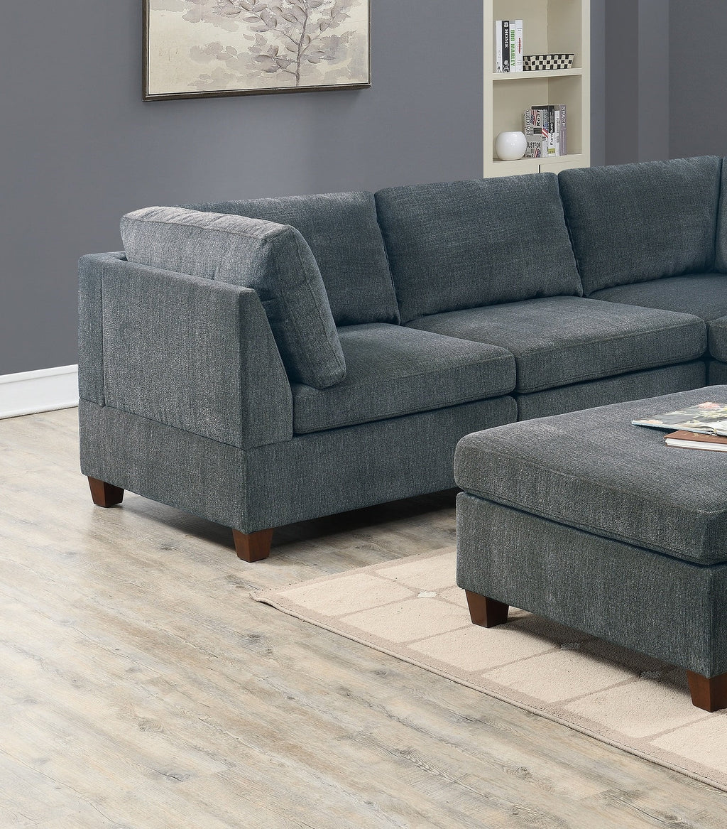 Grey Chenille Modular Sectional 6pc Set A7849